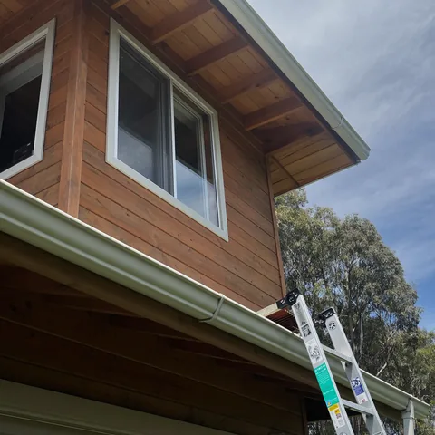 Two-storey Queenslander gutters with a ladder